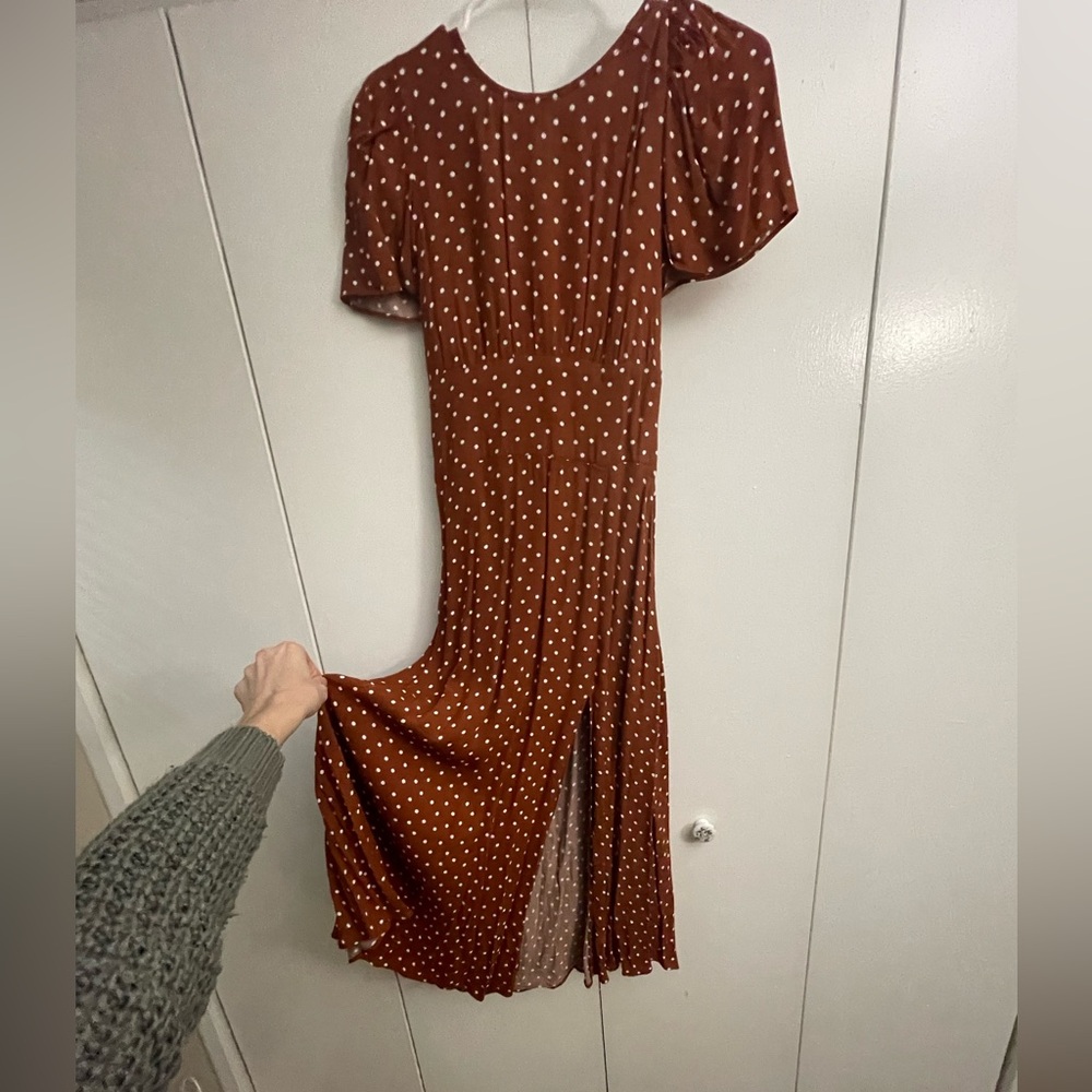 Burnt Orange Polka Dot Midi Dress AFRM brand size XS
